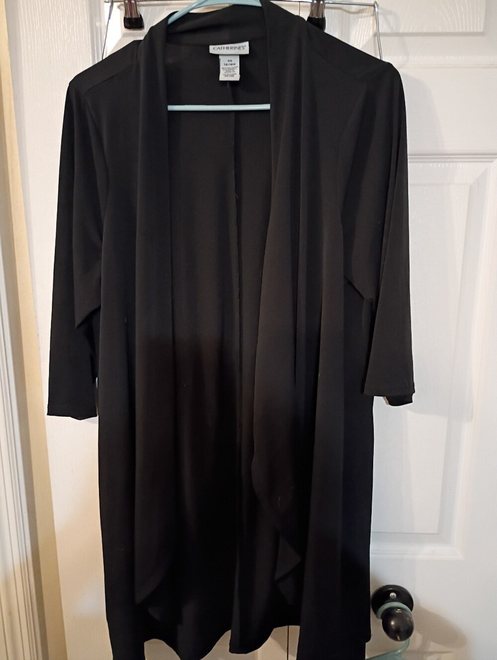 Catherines Black Women's Lightweight Open-Front Robe
